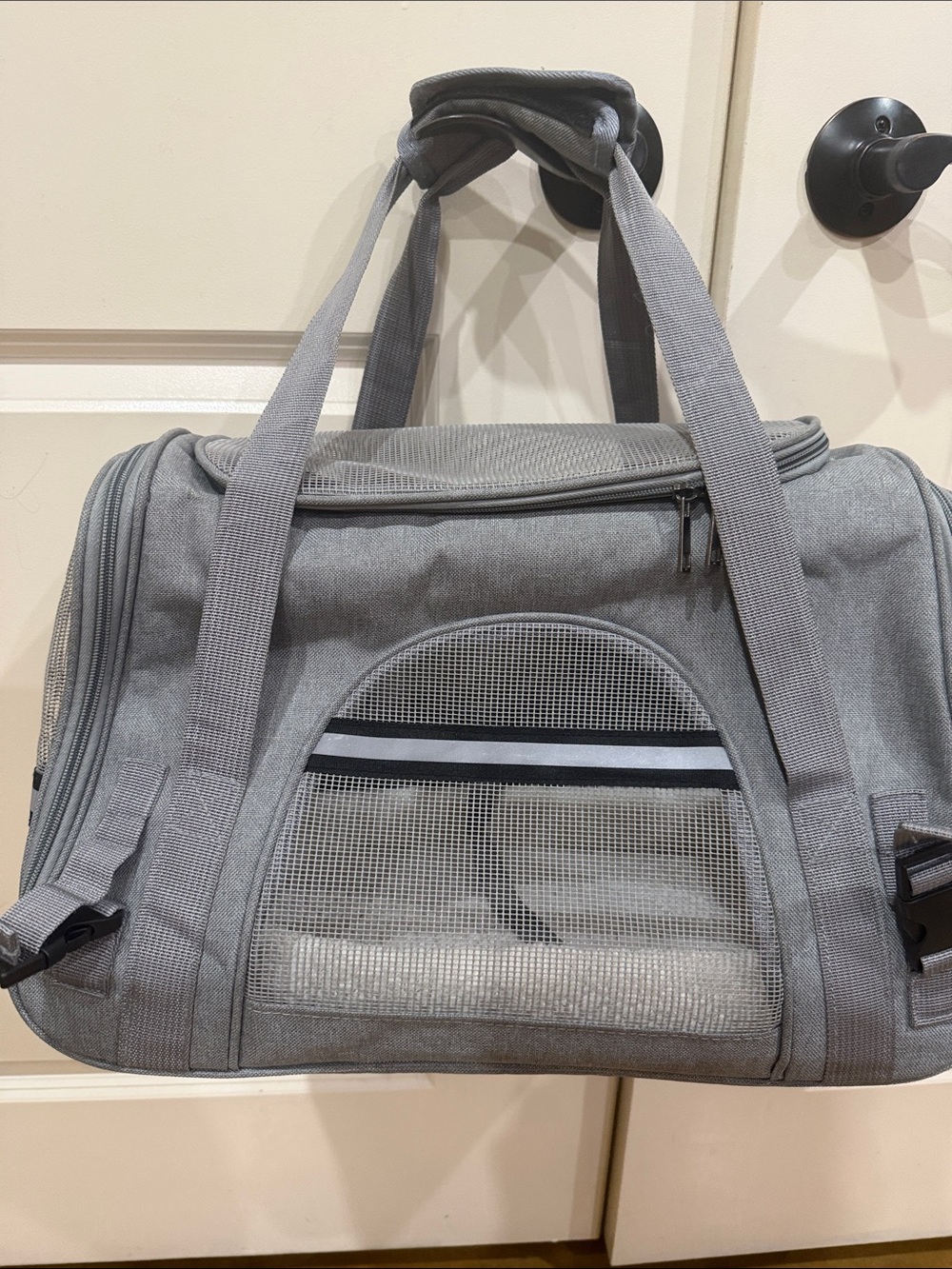 Gray dog  carrier Duffel Bag - Lightweight Carry Bag freshly cleaned